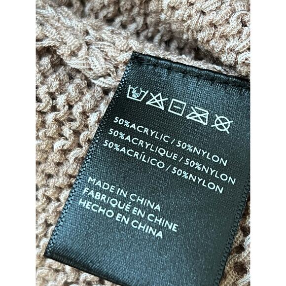 Anthropologie tan Crochet Duster Cardigan Sweater boho cotton open front - Picture 8 of 9